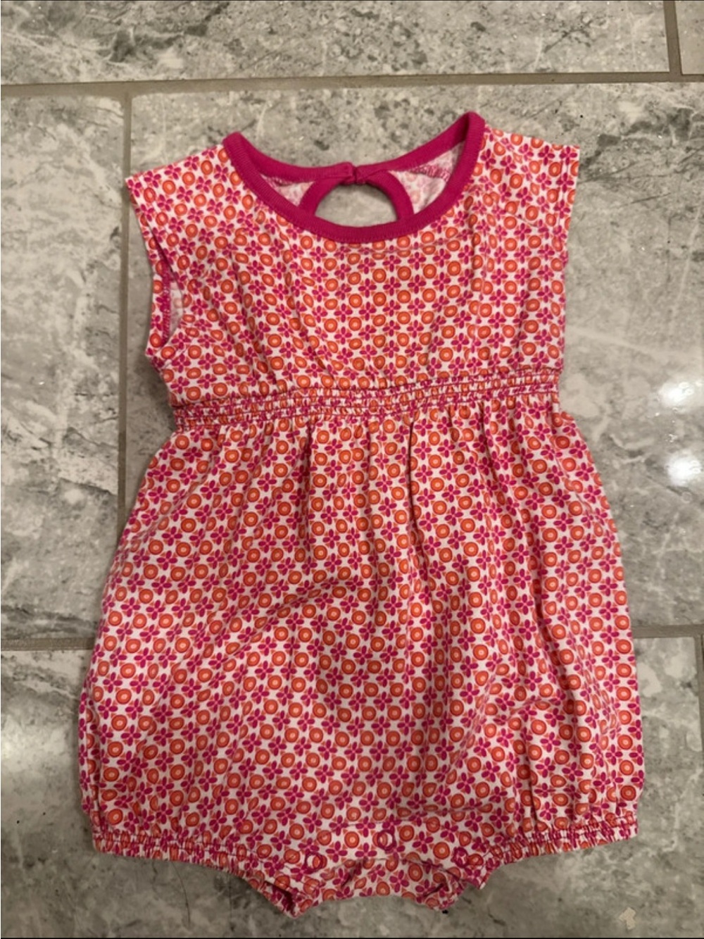 Tea Collection Pink and Orange Floral Bubble Romper